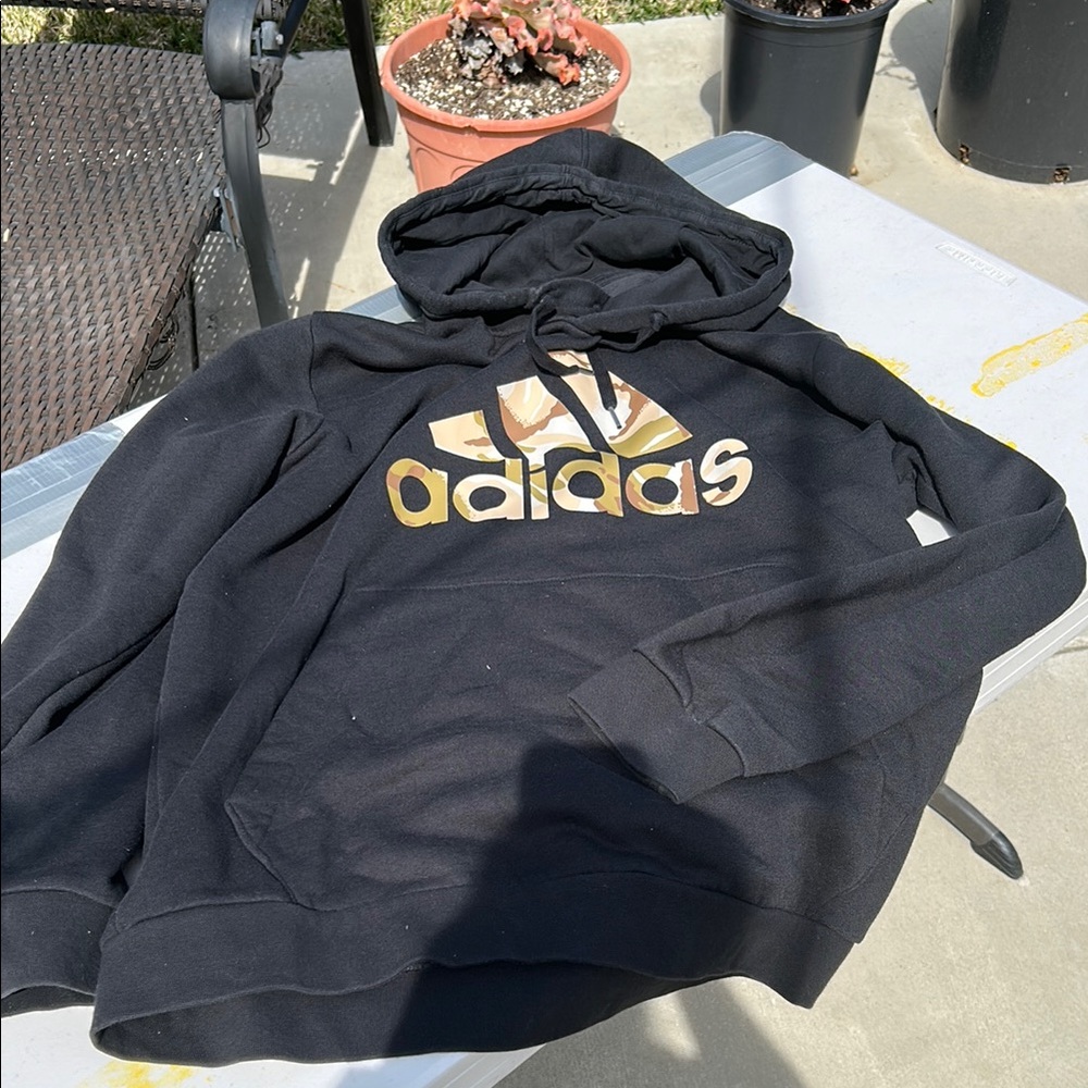 Adidas Black hoodie with camo logo